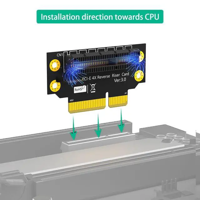 Alt view image 4 of 7 - PCI-e 3.0 90° Reverse Male to Female Riser Card Extension Adapter for 1U 2U Server (32mm for 2U,4X)