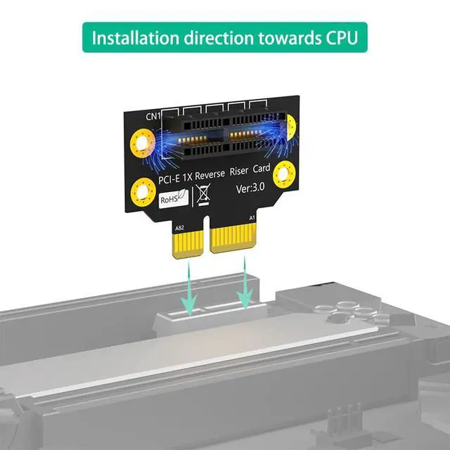 Alt view image 3 of 7 - PCI-e 3.0 90° Reverse Male to Female Riser Card Extension Adapter for 1U 2U Server (32mm for 2U,1X)