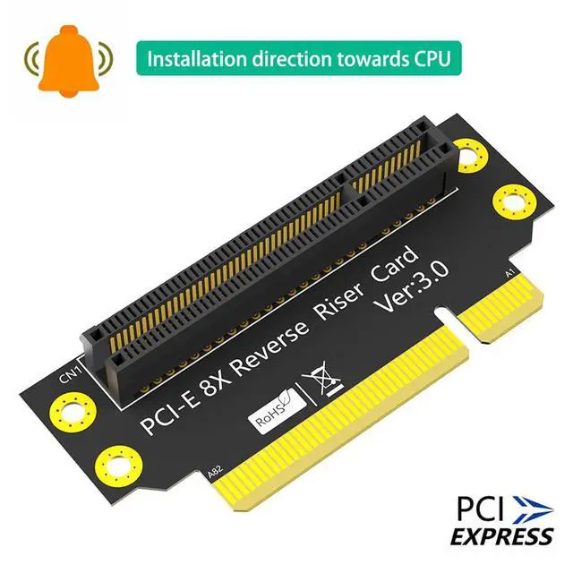 Alt view image 2 of 7 - PCI-e 3.0 90° Reverse Male to Female Riser Card Extension Adapter for 1U 2U Server (32mm for 2U,8X)