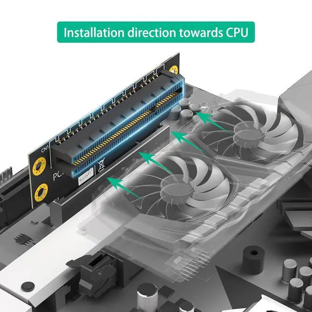Alt view image 7 of 7 - PCI-e 3.0 90° Reverse Male to Female Riser Card Extension Adapter for 1U 2U Server (32mm for 2U,8X)