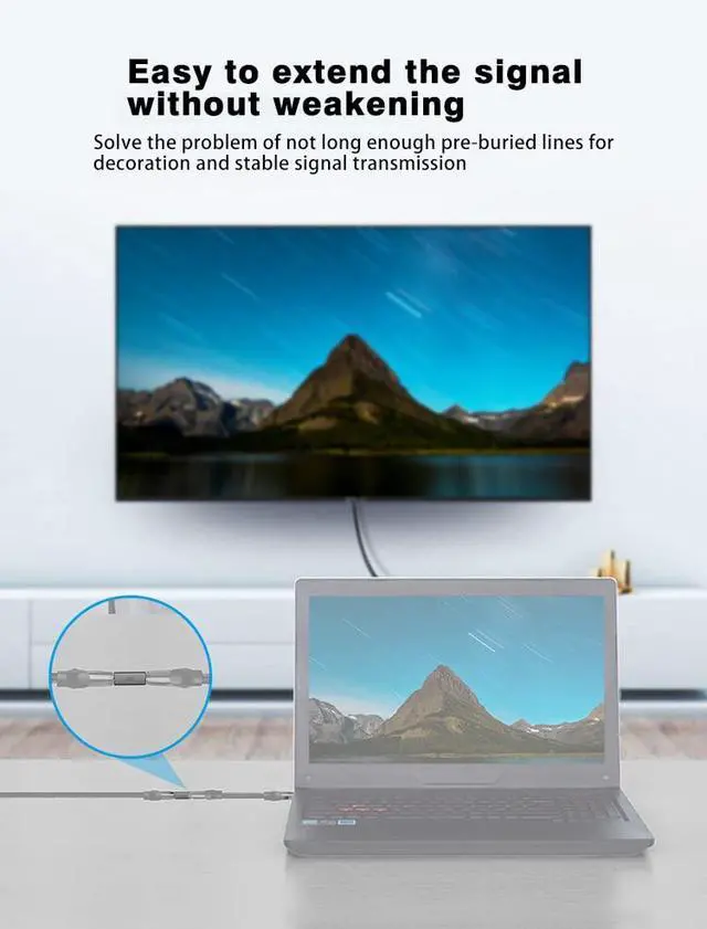 Alt view image 5 of 7 - HD Adapter 4K/8K Compatible with HDMI 2Pack Female Male to Female Fully Shielded HD Connector (M to M Straight Head 4K)