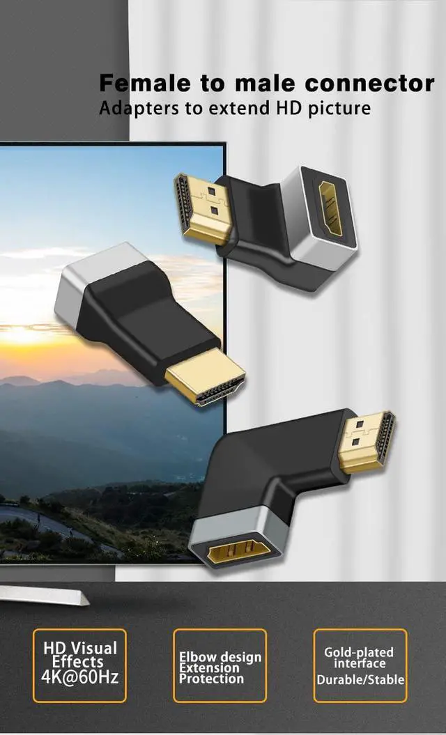 Alt view image 6 of 7 - HD Adapter 4K/8K Compatible with HDMI 2Pack Female Male to Female Fully Shielded HD Connector (M to M Straight Head 4K)
