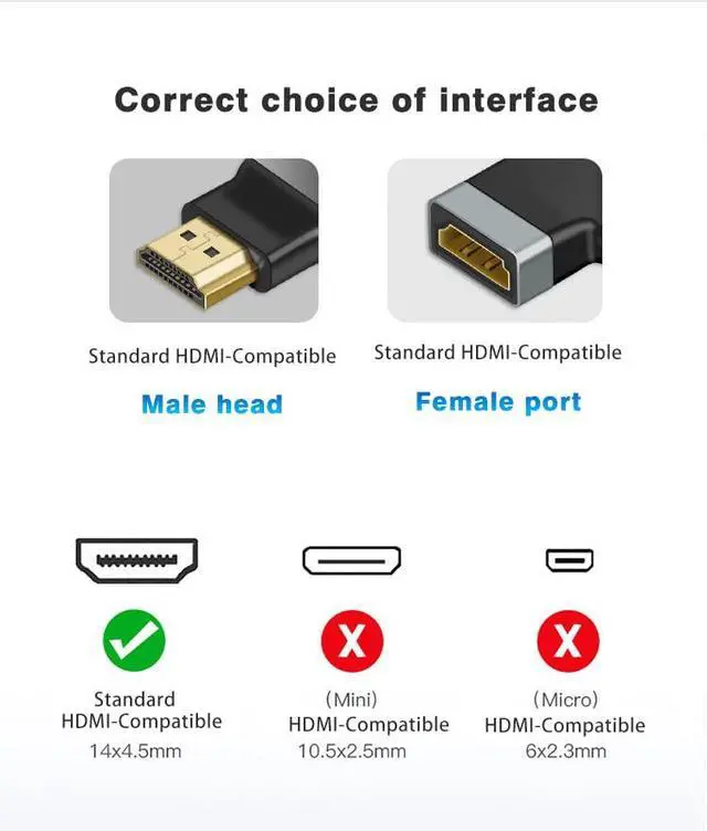 Alt view image 5 of 5 - HD Adapter 4K/8K Compatible with HDMI 2Pack Female Male to Female Fully Shielded HD Connector (8K Straight F to F)