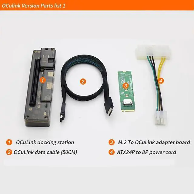 Alt view image 4 of 7 - M.2 M Key to OCulink-Compatible GPU Docking Station PCIe 4.0 X4 64GB/s for Mini PC Notebook Laptop to External Video Graphic Card (with M.2 Adapter)