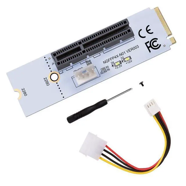 Alt view image 2 of 6 - NGFF M2 to PCI-e 4X 1X Slot Riser Card M Key M.2 2260 2280 SSD Port to PCIE Adapter Converter Multiplier for BTC Miner Mining