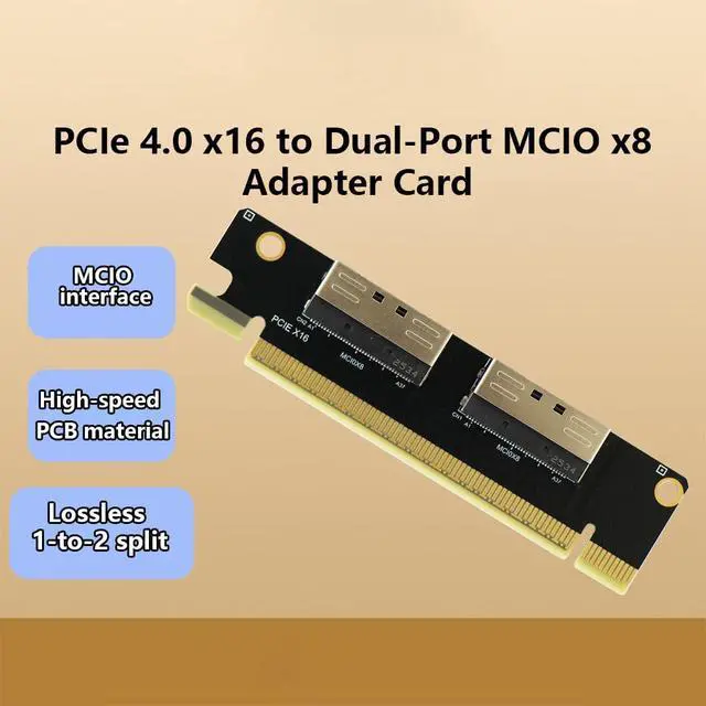 Alt view image 2 of 7 - 2*MCIO x8 to PCIe4.0 x16 Adapter Card GEN4 Server High-Speed Expansion Card Support GPU, PCIe Network Card, PCIe SSD (P1G Splitter Card)
