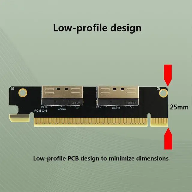 Alt view image 5 of 7 - 2*MCIO x8 to PCIe4.0 x16 Adapter Card GEN4 Server High-Speed Expansion Card Support GPU, PCIe Network Card, PCIe SSD (P1G Splitter Card)