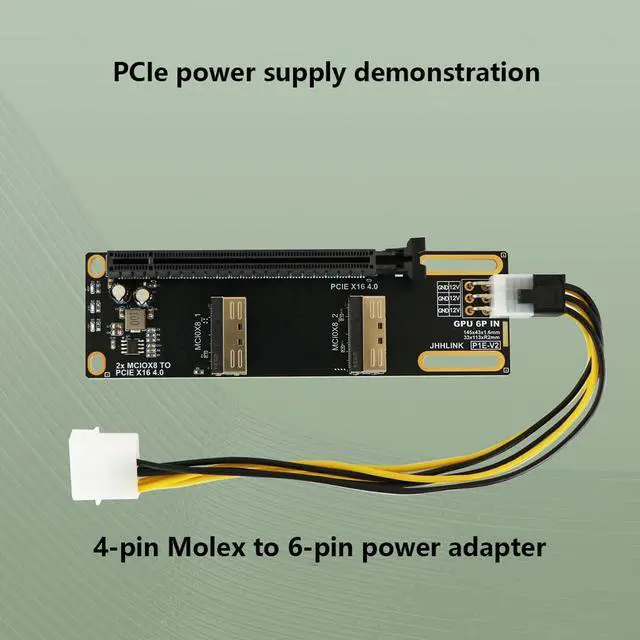 Alt view image 4 of 7 - 2*MCIO x8 to PCIe4.0 x16 Adapter Card GEN4 Server High-Speed Expansion Card Support GPU, PCIe Network Card, PCIe SSD (P1E Adapter Card)