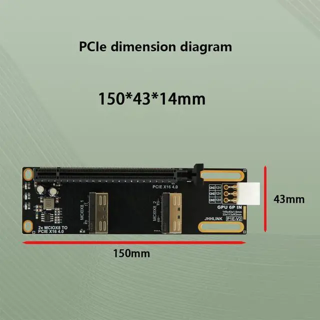 Alt view image 5 of 7 - 2*MCIO x8 to PCIe4.0 x16 Adapter Card GEN4 Server High-Speed Expansion Card Support GPU, PCIe Network Card, PCIe SSD (P1E Adapter Card)
