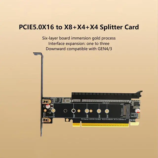 Alt view image 2 of 7 - PCIe5.0 x16 to PCIe5.0 x8 Split Card Dual M.2 MKey 4.0 SSD Adapter Supports x8x4x4 Bifurcation Compatible with M.2 NVMe 2230-22110 SSD