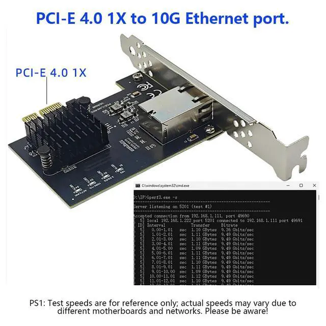 Alt view image 3 of 7 - PCIe to RJ45 Server Adapter 10Gbps (PCIe4.0 1X) | PCIe to RJ45 Server Adapter 10Gbps Ethernet Network Card Gen3/Gen4 for Desktop Server (PCIe4.0 1X)