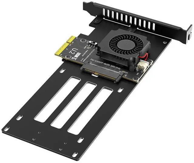 Main image of PCIe 5.0 x4 to U.2 / U.3 SSD Adapter Card 16Gbps Bandwidth with Cooling Fan Compatible with 2.5-inch U.2 U.3 SSD Desktop Server (to U.2 SFF-8639)