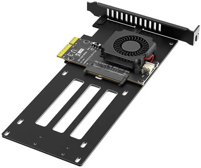 Main image of PCIe 5.0 x4 to U.2 / U.3 SSD Adapter Card 16Gbps Bandwidth with Cooling Fan Compatible with 2.5-inch U.2 U.3 SSD Desktop Server (to U.3 SFF-TA-1001)