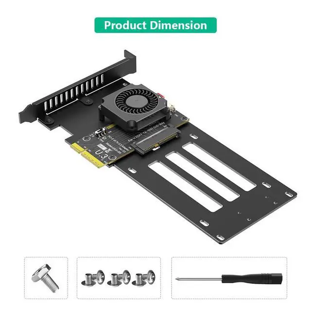 Alt view image 7 of 7 - PCIe 5.0 x4 to U.2 / U.3 SSD Adapter Card 16Gbps Bandwidth with Cooling Fan Compatible with 2.5-inch U.2 U.3 SSD Desktop Server (to U.3 SFF-TA-1001)