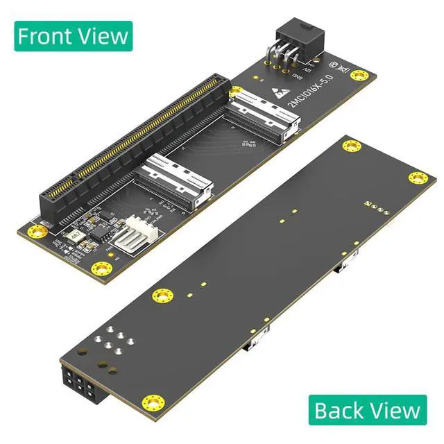 Alt view image 6 of 7 - PCIe 5.0 x16 to Dual MCIO SFF-1016 8i 74Pin Adapter Card for GPU Expansion