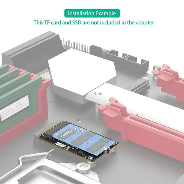 Alt view image 4 of 7 - Mini PCI-E to TF Card USB2.0 + M.2 Key-M SSD Adapter Compatible with NAS Industrial Control Motherboard, NVMe 2230 SSD