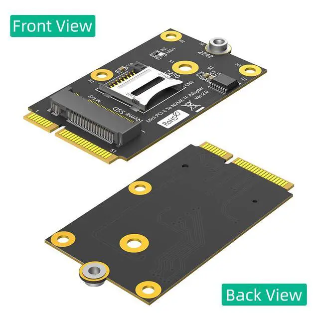 Alt view image 6 of 7 - Mini PCI-E to TF Card USB2.0 + M.2 Key-M SSD Adapter Compatible with NAS Industrial Control Motherboard, NVMe 2230 SSD