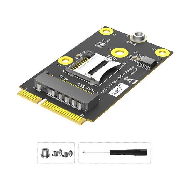 Alt view image 7 of 7 - Mini PCI-E to TF Card USB2.0 + M.2 Key-M SSD Adapter Compatible with NAS Industrial Control Motherboard, NVMe 2230 SSD