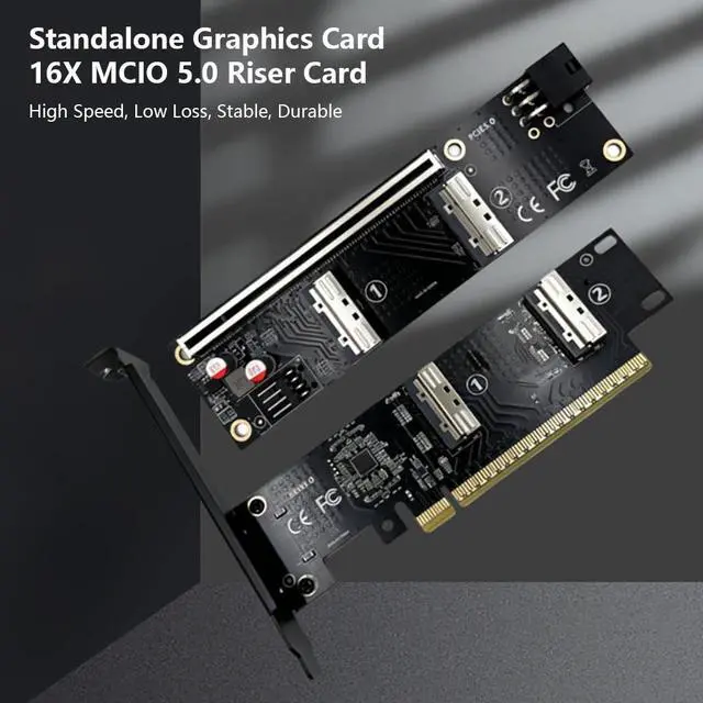 Alt view image 2 of 7 - MCIO 8i Interface Extension Adapter Split Card PCIe-Bifurcation x16 to x16 x8x8 x4x4x4x4 for GPU (MCIO to PCIe 16x 2U Adapter Card)