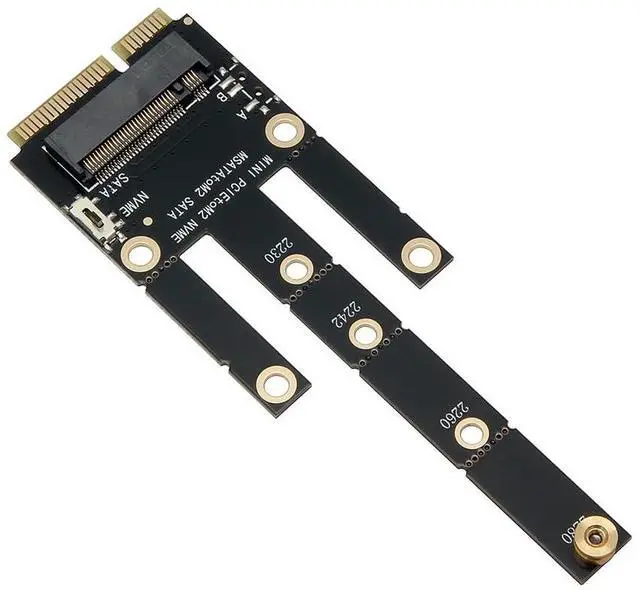 Main image of Mini PCI-E to M. 2 NVMe, MSATA to NGFF SATA Adapter Card Support X1 Speed Dual-Purpose Expansion