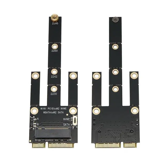Alt view image 4 of 7 - Mini PCI-E to M. 2 NVMe, MSATA to NGFF SATA Adapter Card Support X1 Speed Dual-Purpose Expansion
