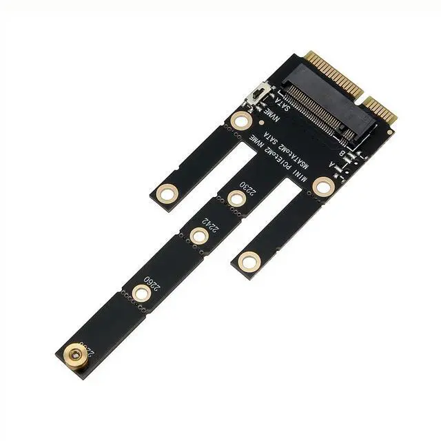 Alt view image 6 of 7 - Mini PCI-E to M. 2 NVMe, MSATA to NGFF SATA Adapter Card Support X1 Speed Dual-Purpose Expansion