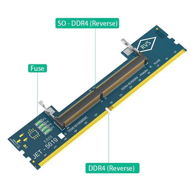 Alt view image 2 of 7 - Laptop RAM DDR5 / SO DDR 4 to Desktop SO DDR5 U-DIMM /DDR4 Adapter Card Memory Tester Over-Current Protection Design (SO DDR4 RAM to DDR4)