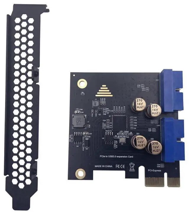 Main image of Front-Panel PCI-E X1 to Dual USB-A Adapter USB 3.0 5Gbps High Speed Expansion for Desktop Support x1 x4 x8 x16 (19Pin - No Power Required)