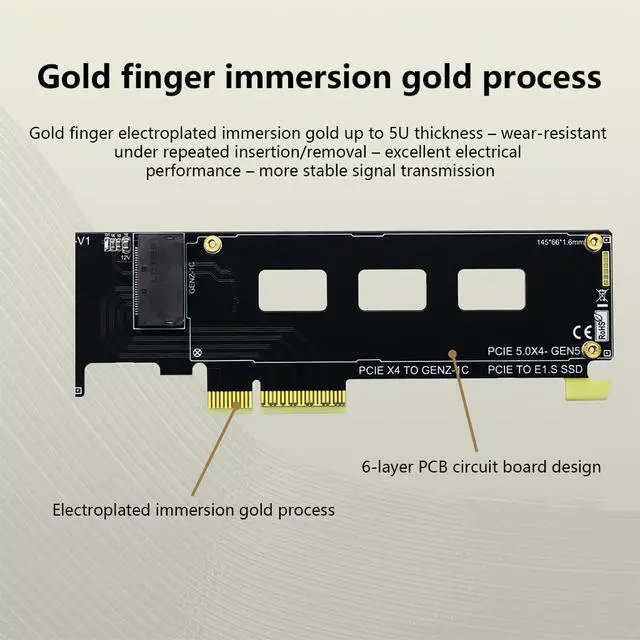 Alt view image 5 of 7 - PCIe5.0 X4 to GENZ-1C Adapter E1.S SSD Converter Support PCIE X16 X8 X4 (PCB Board)