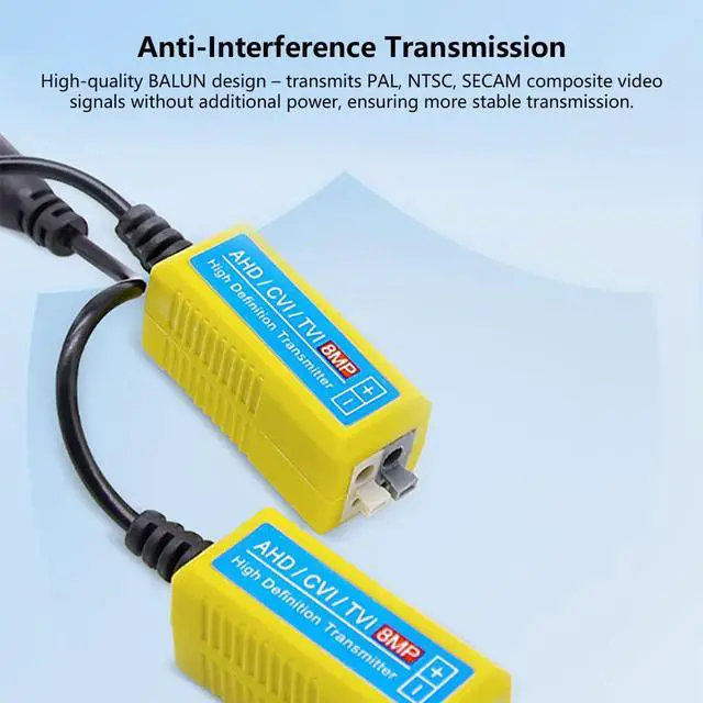 Alt view image 4 of 7 - Surveillance Signal Converter 8MP Balun Twisted-Pair Transfer PAL, NTSC, SECAM Composite Video Signals Compatible with AHD CVI TVI