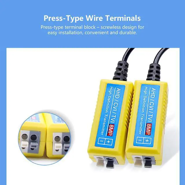 Alt view image 6 of 7 - Surveillance Signal Converter 8MP Balun Twisted-Pair Transfer PAL, NTSC, SECAM Composite Video Signals Compatible with AHD CVI TVI