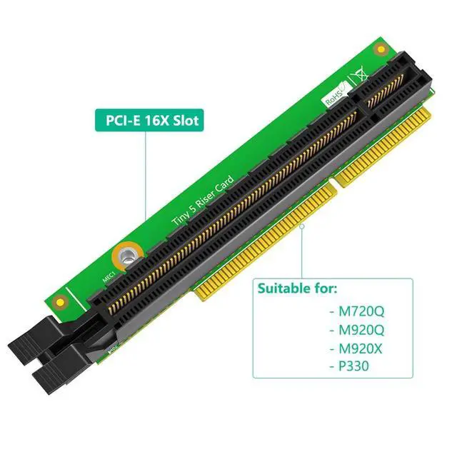 Alt view image 2 of 7 - PCIe 16x Tiny5 Riser Card Network Adapter Card Replacement No Back Plate Compatible with M920q M920x M910x M720q P330