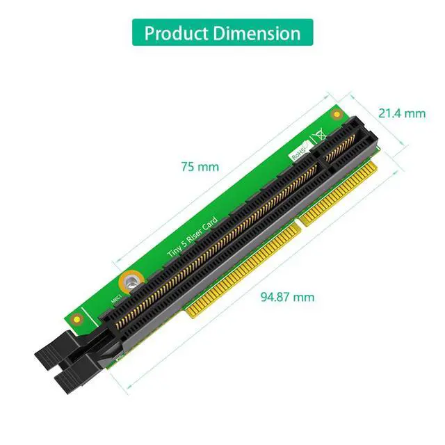 Alt view image 5 of 7 - PCIe 16x Tiny5 Riser Card Network Adapter Card Replacement No Back Plate Compatible with M920q M920x M910x M720q P330