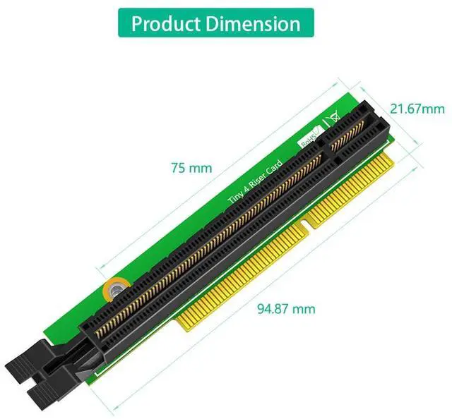 Alt view image 4 of 7 - PCIe 16x Tiny4 Riser Network Adapter Card Replacement No Back Plate Compatible with M920Q M910Q M910X M920X M720Q P330 P320 01AJ902