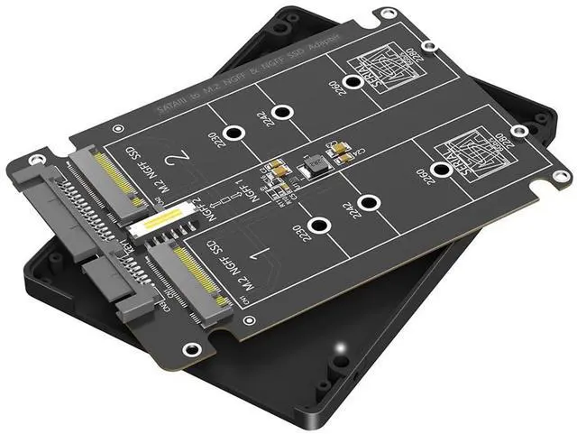 Main image of Dual M.2 NGFF BKey to SATA3.0 Adapter 6Gbps SATA Protocol SSD Adapter with Case Support M.2 SATA 2230 2242 2260 2280 SSD