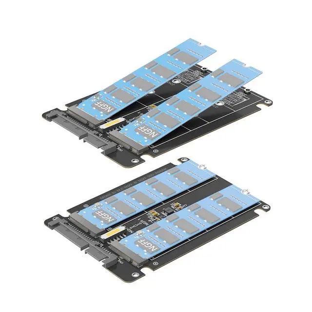 Alt view image 5 of 7 - Dual M.2 NGFF BKey to SATA3.0 Adapter 6Gbps SATA Protocol SSD Adapter with Case Support M.2 SATA 2230 2242 2260 2280 SSD