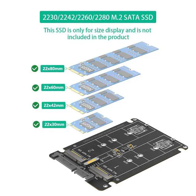 Alt view image 3 of 7 - Dual M.2 NGFF BKey to SATA3.0 Adapter 6Gbps SATA Protocol SSD Adapter with Case Support M.2 SATA 2230 2242 2260 2280 SSD