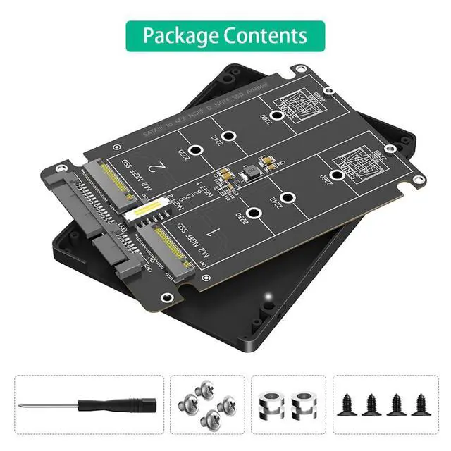 Alt view image 7 of 7 - Dual M.2 NGFF BKey to SATA3.0 Adapter 6Gbps SATA Protocol SSD Adapter with Case Support M.2 SATA 2230 2242 2260 2280 SSD