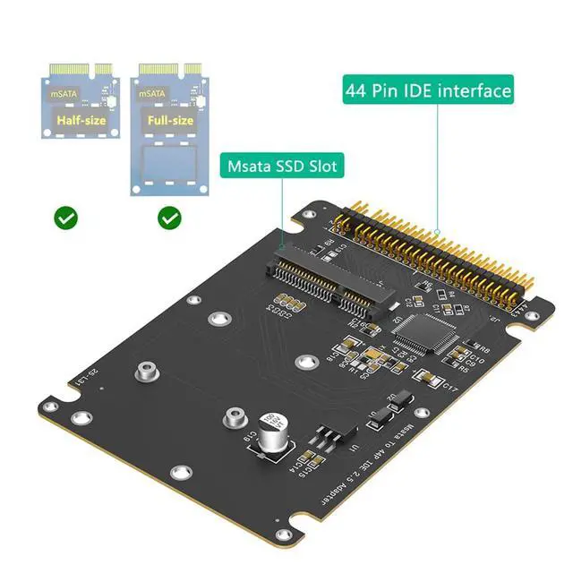 Alt view image 3 of 7 - 44-pin IDE ATA to M.2 NGFF Bkey/mSATA Adapter Card Support M.2 SATA Key B & Key B+M/Half+Full Size msata SSD (IDE ATA to mSATA)
