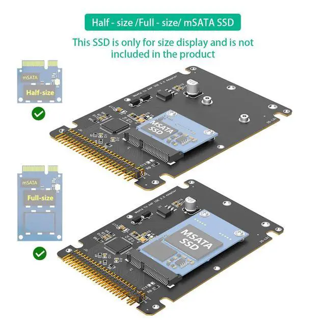 Alt view image 4 of 7 - 44-pin IDE ATA to M.2 NGFF Bkey/mSATA Adapter Card Support M.2 SATA Key B & Key B+M/Half+Full Size msata SSD (IDE ATA to mSATA)