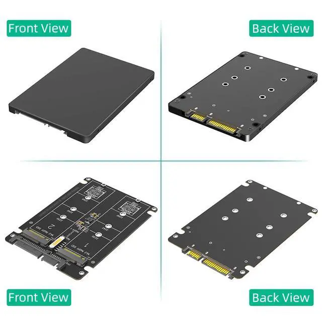 Alt view image 6 of 7 - Dual M.2 NGFF BKey to SATA3.0 Adapter 6Gbps SATA Protocol SSD Adapter with Case Support M.2 SATA 2230 2242 2260 2280 SSD