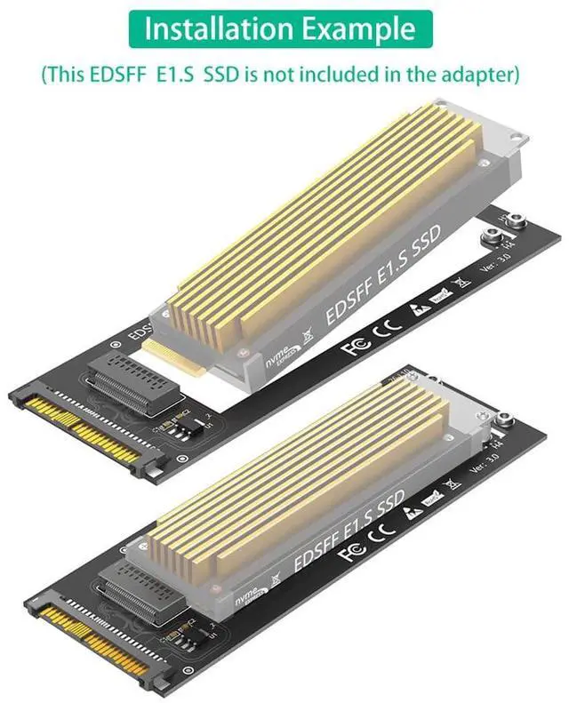 Alt view image 5 of 7 - Updated ED SFF E1.S to U.2 SFF-8639 Adapter Card 1U GEN-Z EDSFF Short SSD E1.S Carrier Support Only 9.5mm 15mm 25mm E1.S SSD