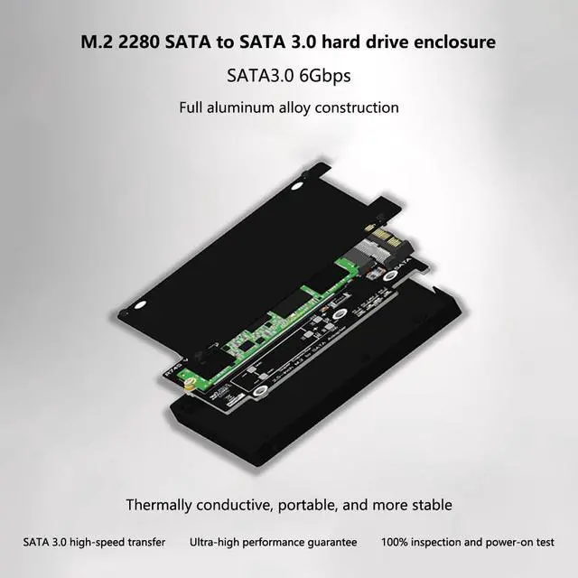 Alt view image 3 of 7 - ADT-R74 R27 M.2 to U.2/U.3/SATA Adapter Hard Drive Enclosure CNC Aluminum Alloy Compatible with NVMe SSD (R74S)