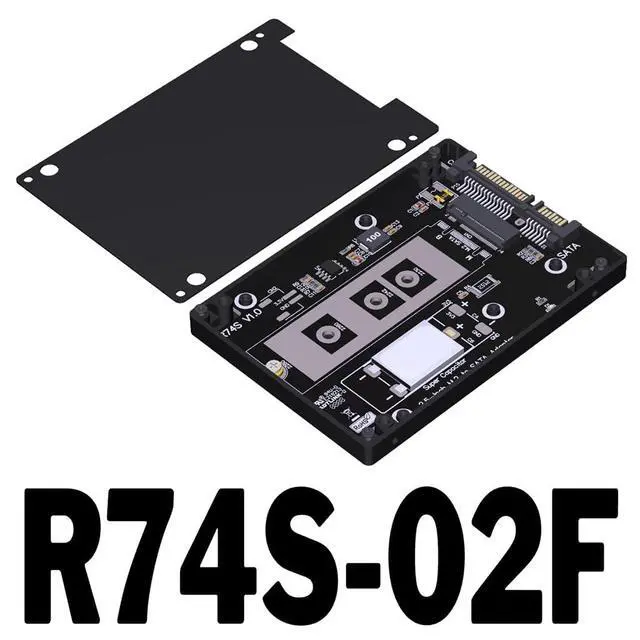 Alt view image 2 of 7 - ADT-R74 R27 M.2 to U.2/U.3/SATA Adapter Hard Drive Enclosure CNC Aluminum Alloy Compatible with NVMe SSD (R74S-02F)