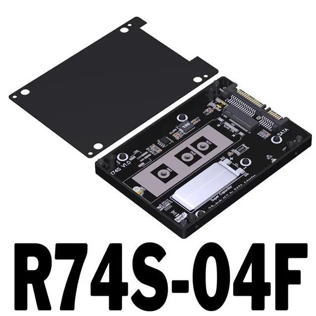 Alt view image 2 of 7 - ADT-R74 R27 M.2 to U.2/U.3/SATA Adapter Hard Drive Enclosure CNC Aluminum Alloy Compatible with NVMe SSD (R74S-04F)