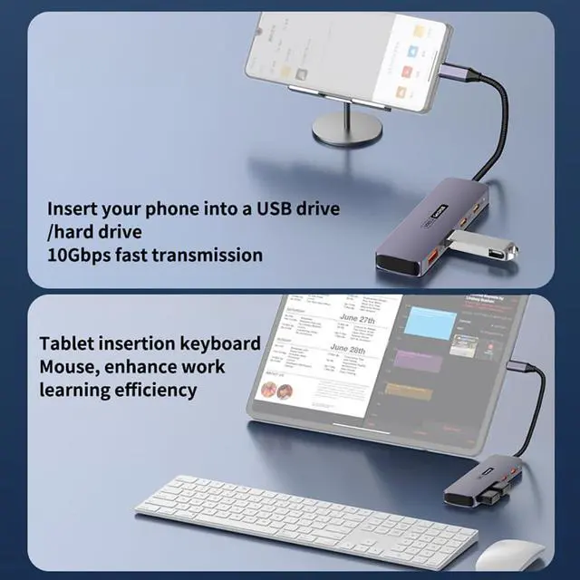 Alt view image 3 of 7 - 10Gbps USB C Splitter Hub 4-Port Expansion USB3.2 High Speed for PC Laptop Phone (2C2A)