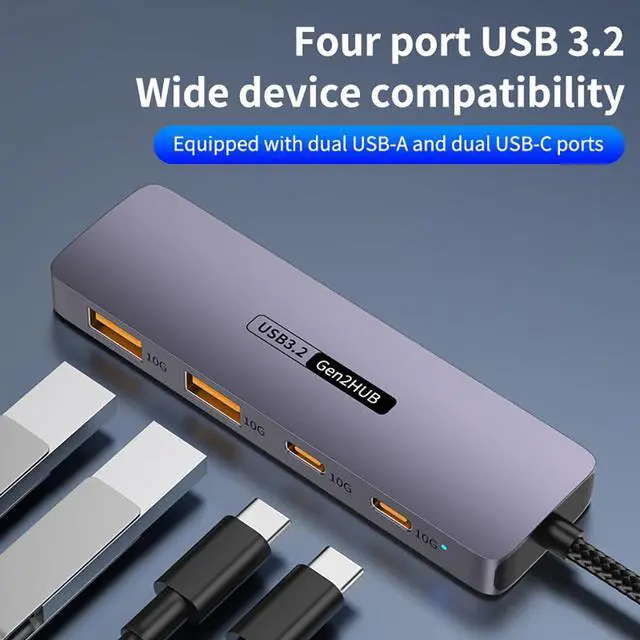 Alt view image 5 of 7 - 10Gbps USB C Splitter Hub 4-Port Expansion USB3.2 High Speed for PC Laptop Phone (2C2A)