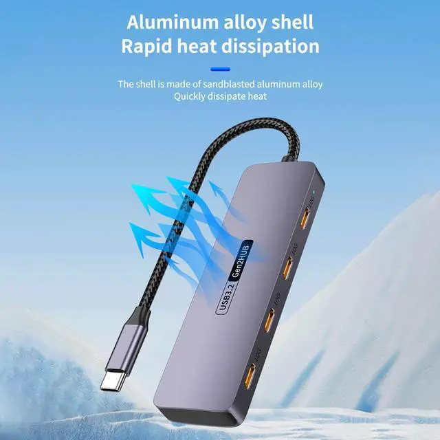 Alt view image 2 of 7 - 10Gbps USB C Splitter Hub 4-Port Expansion USB3.2 High Speed for PC Laptop Phone (4C)