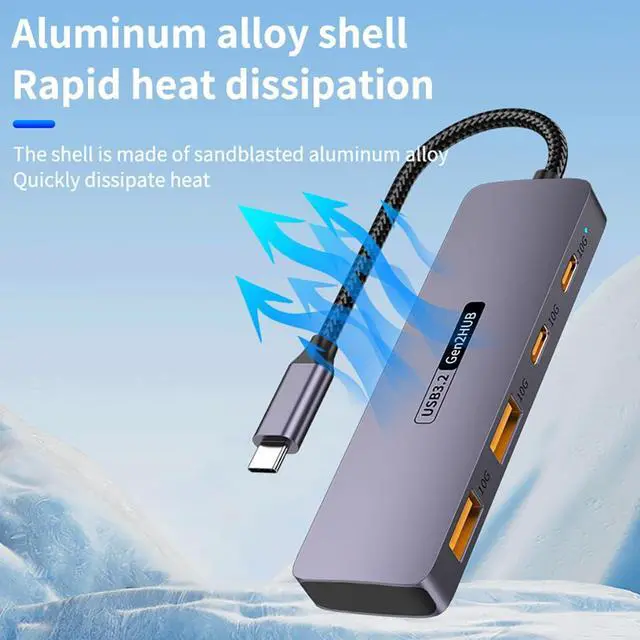 Alt view image 6 of 7 - 10Gbps USB C Splitter Hub 4-Port Expansion USB3.2 High Speed for PC Laptop Phone (2C2A)