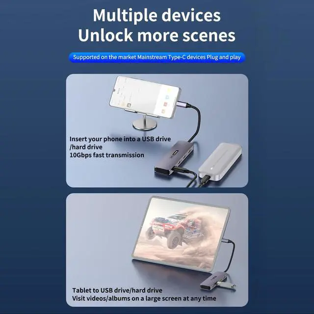 Alt view image 6 of 7 - 10Gbps USB C Splitter Hub 4-Port Expansion USB3.2 High Speed for PC Laptop Phone (4C)